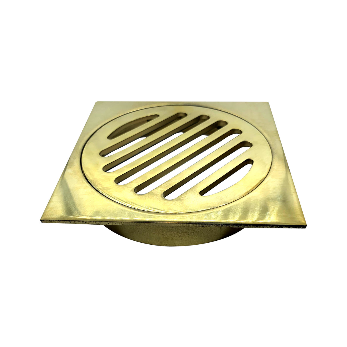 An image of Standard Brass Square Floor waste 100mm Outlet Brushed Gold