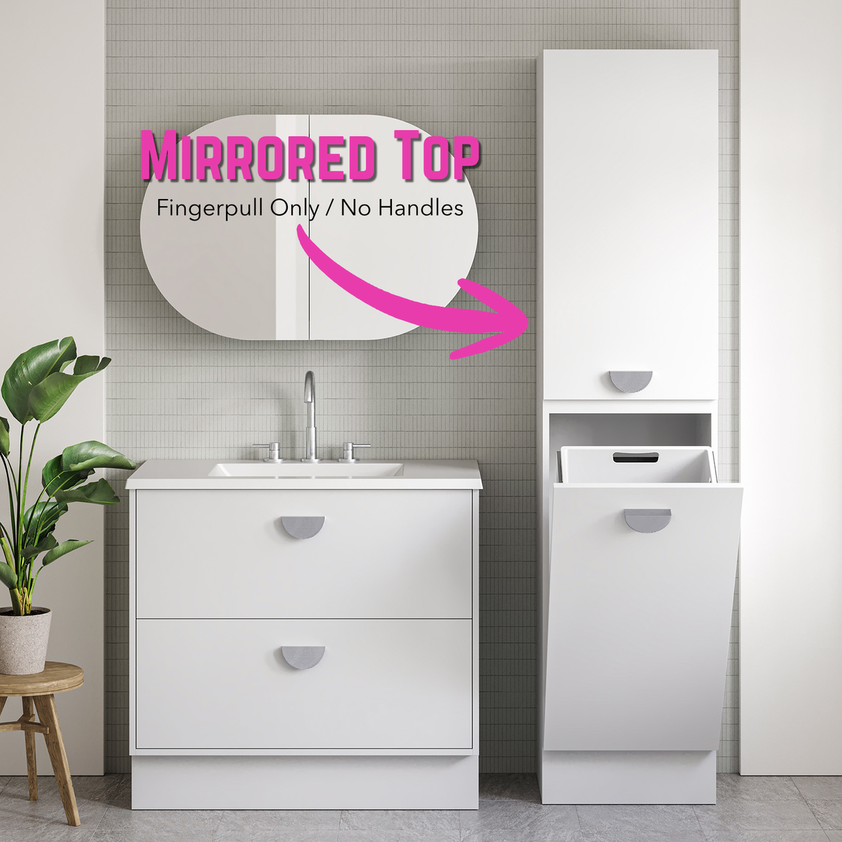 Lincoln Mirror Tallboy 450mm Floor Standing Platinum Collection