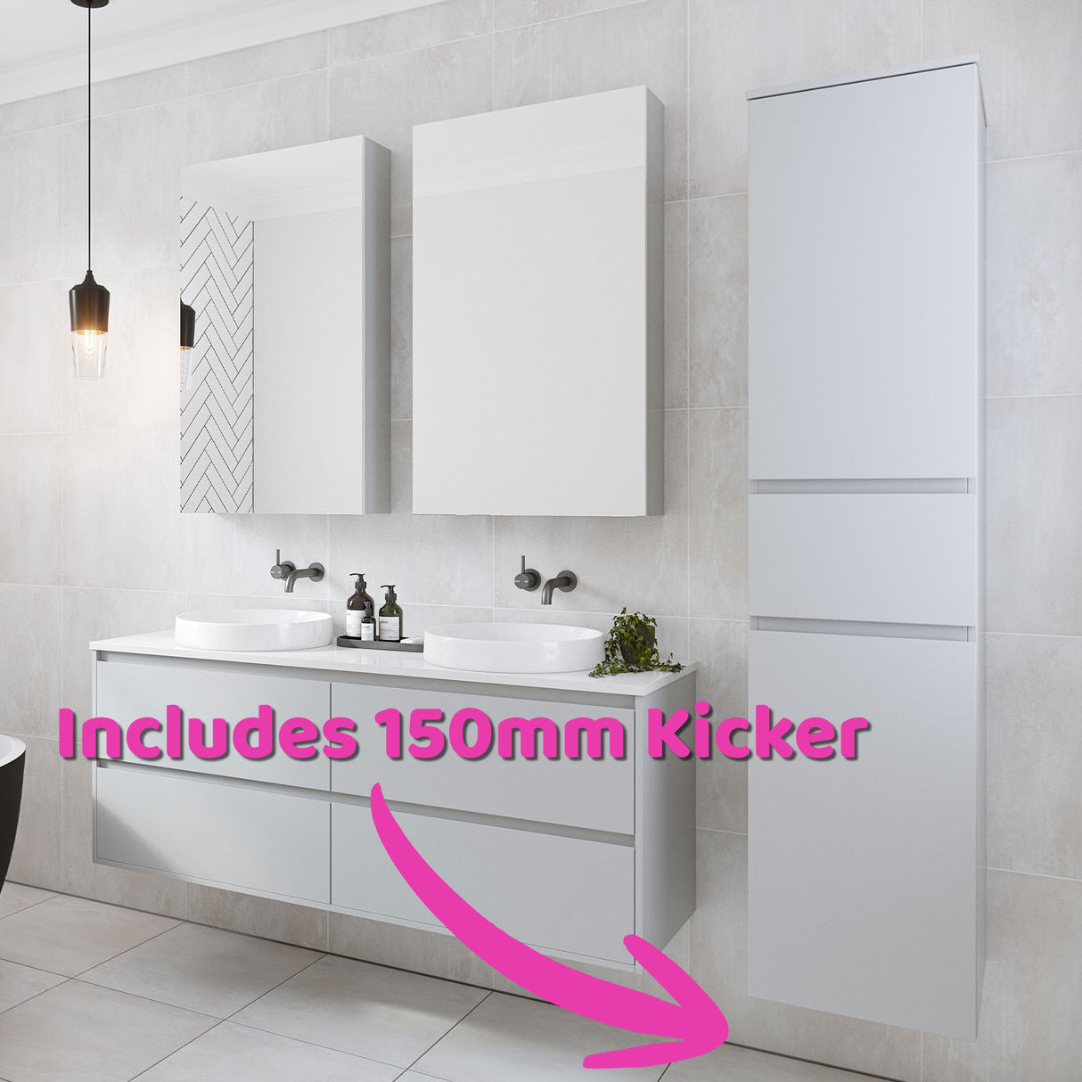 Fraser Tallboy 400mm Floor Standing Platinum Collection
