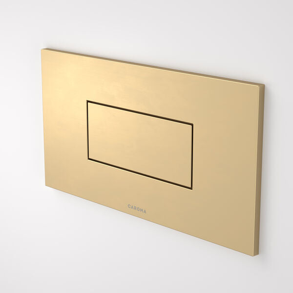 Caroma Invisi Series II Rectangle Metal Single Flush Plate and Buttons Brushed Brass