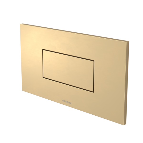 Caroma Invisi Series II Rectangle Metal Single Flush Plate and Buttons Brushed Brass