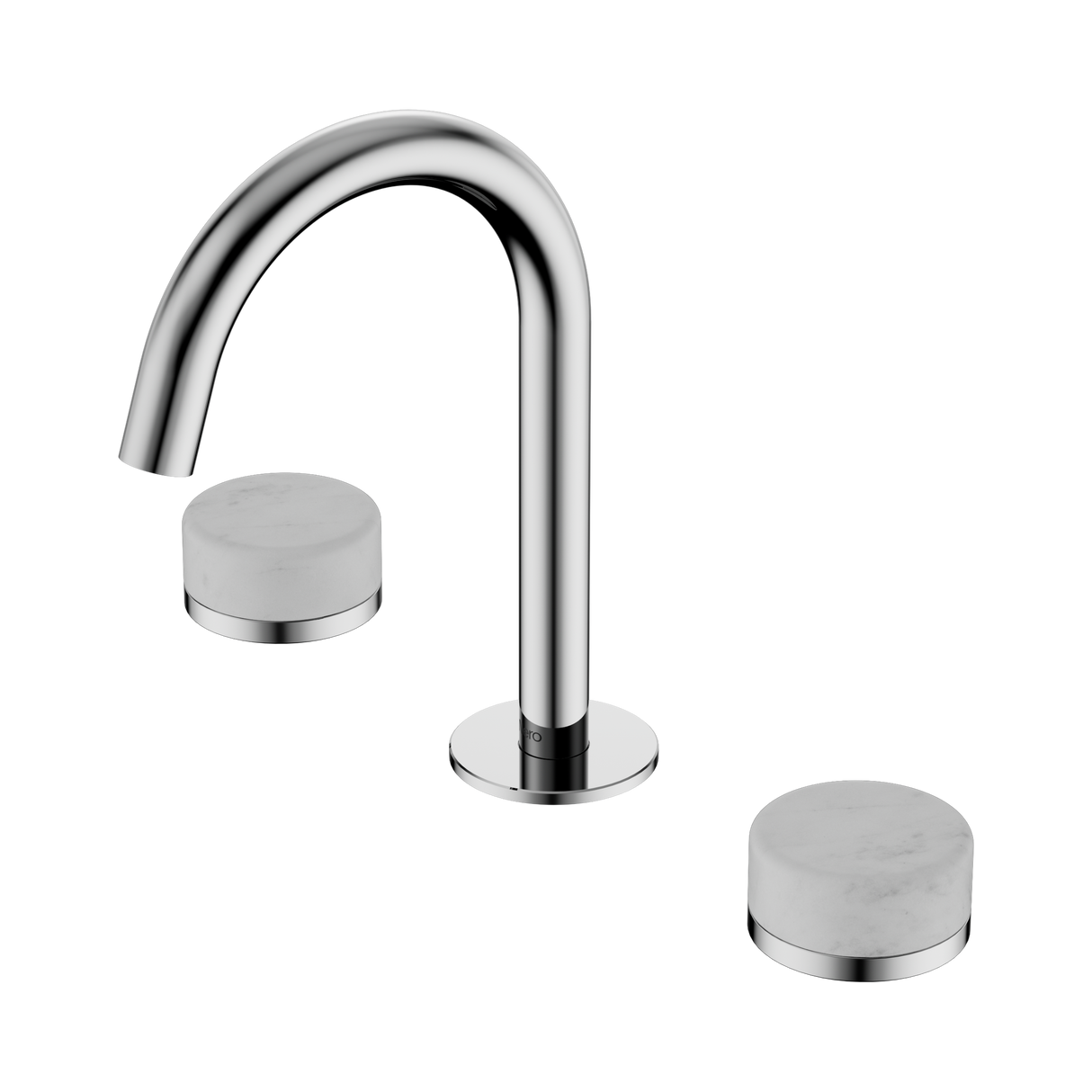 An image of Nero Tapware's Serenity Basin Set Arc Spout With Carrara Handle Chrome