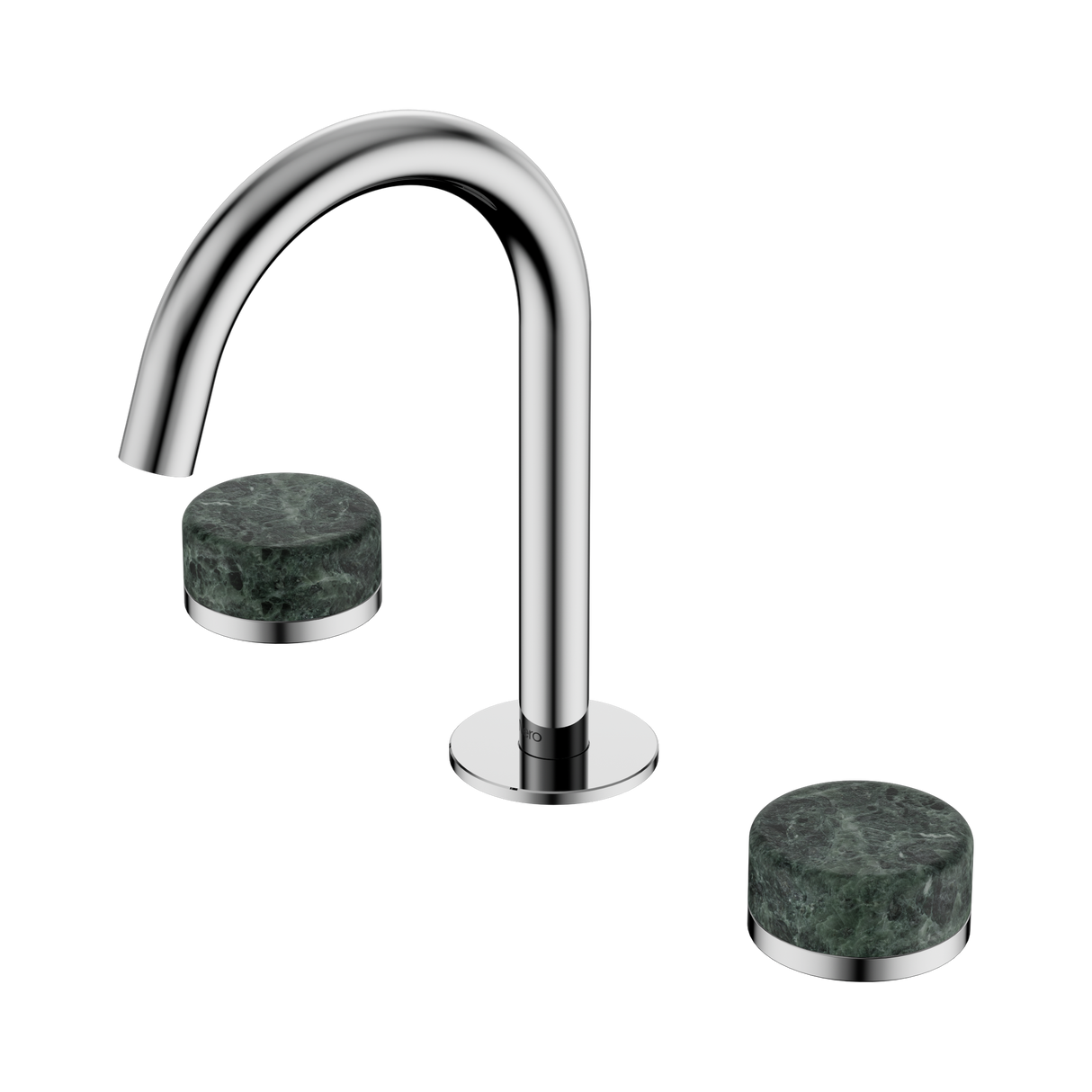 An image of Nero Tapware's Serenity Basin Set Arc Spout With Verde Alpi Handle Chrome