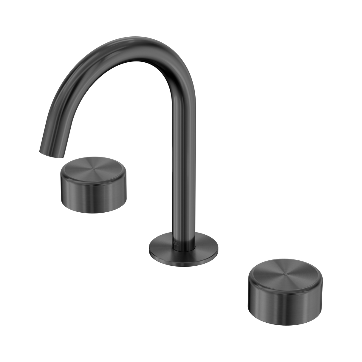 An image of Nero Tapware's Serenity Basin Set Arc Spout With Metal Handle Gun Metal