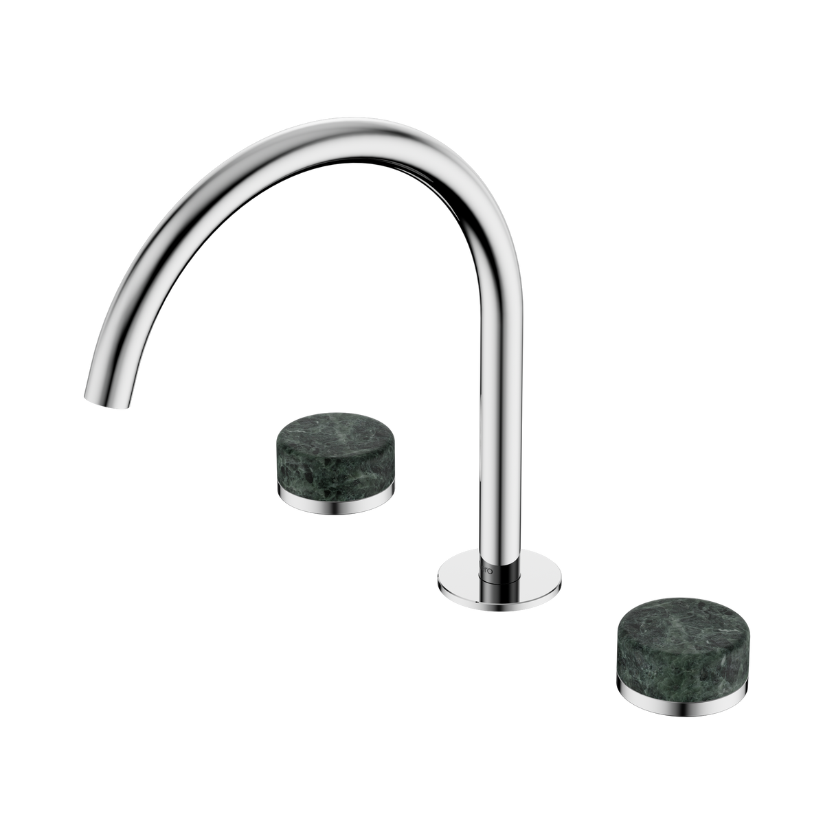 An image of Nero Tapware's Serenity Bath/Kitchen Set Arc Spout With Verde Alpi Handle Chrome