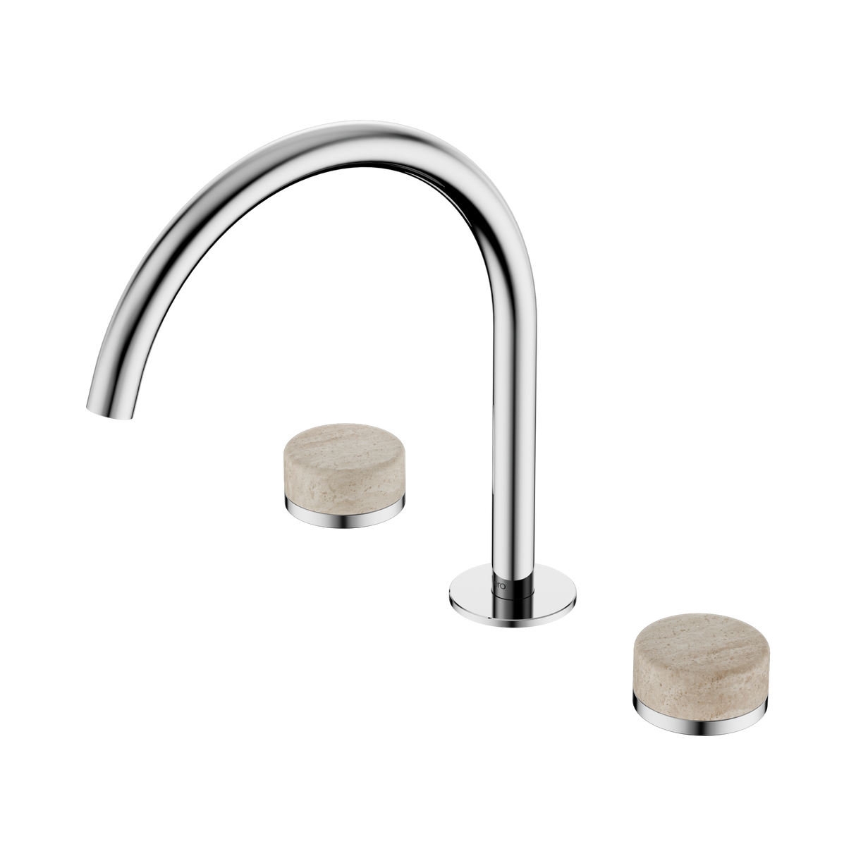 An image of Nero Tapware's Serenity Bath/Kitchen Set Arc Spout With Rome Travertine Handle Chrome