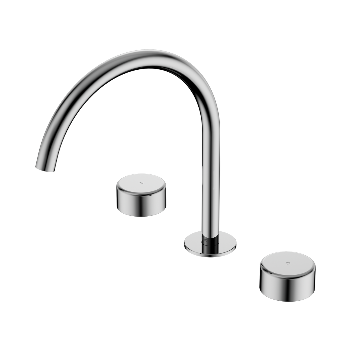 An image of Nero Tapware's Serenity Bath/Kitchen Set Arc Spout With Metal Handle Chrome