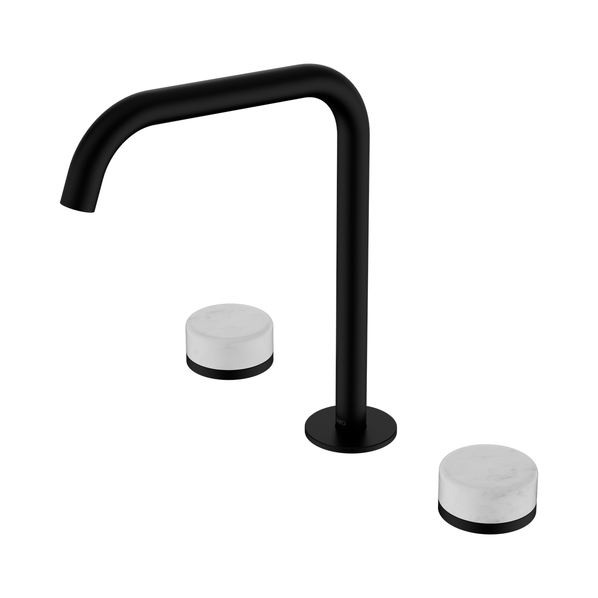 An image of Nero Tapware's Serenity Bath/Kitchen Set Edge Spout With Carrara Handle Matt Black