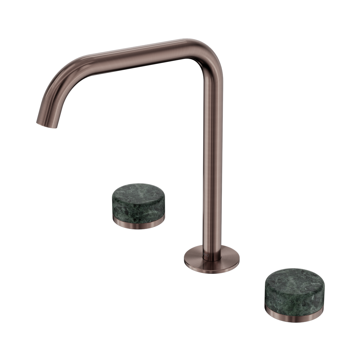 An image of Nero Tapware's Serenity Bath/Kitchen Set Edge Spout With Verde Alpi Handle Brushed Bronze