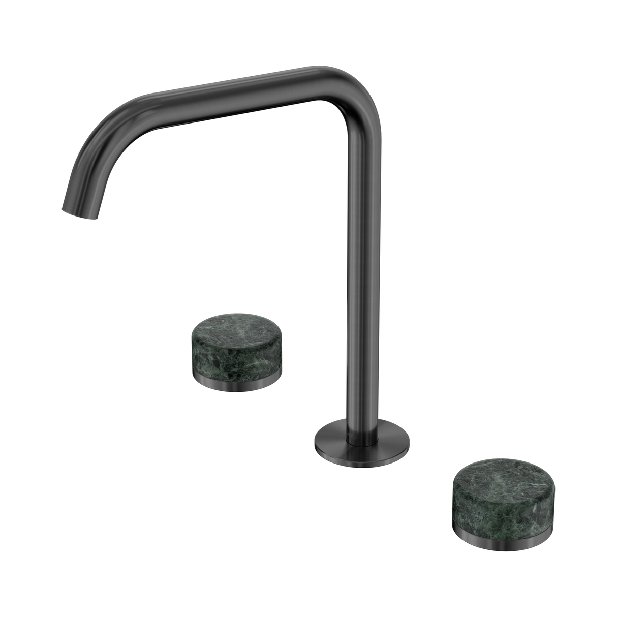 An image of Nero Tapware's Serenity Bath/Kitchen Set Edge Spout With Verde Alpi Handle Gun Metal