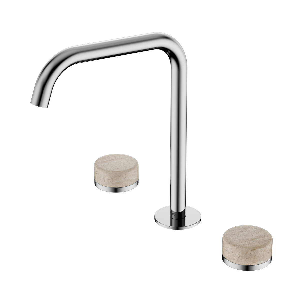 An image of Nero Tapware's Serenity Bath/Kitchen Set Edge Spout With Rome Travertine Handle Chrome