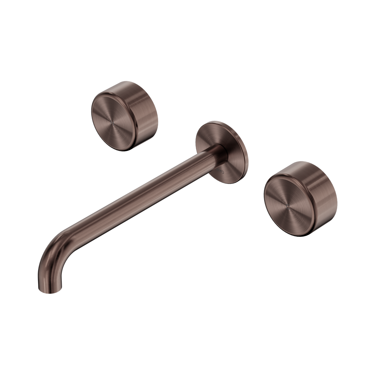An image of Nero Tapware's Serenity Wall Basin Set 220mm Spout With Metal Handle Brushed Bronze