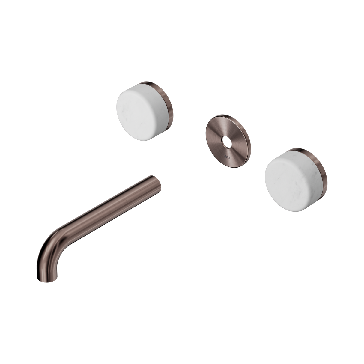 An image of Nero Tapware's Serenity Wall Basin Set 160mm Spout With Carrara Handle Trim Kit Only Brushed Bronze