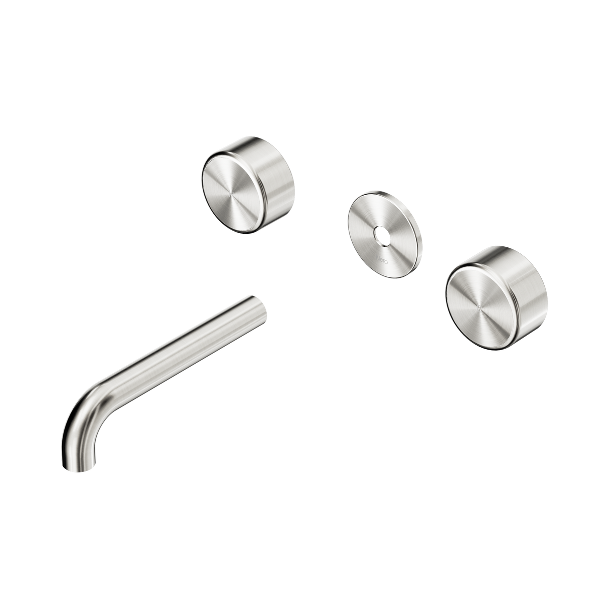 An image of Nero Tapware's Serenity Wall Basin Set 160mm Spout With Metal Handle Trim Kit Only Brushed Nickel