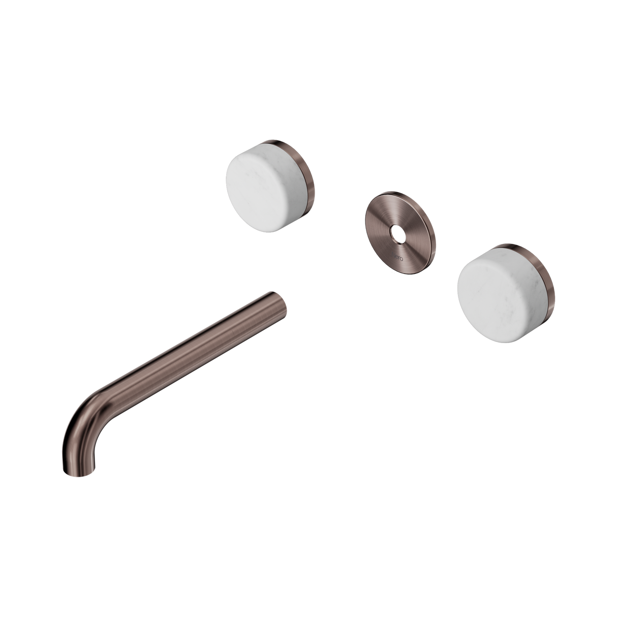 An image of Nero Tapware's Serenity Wall Basin Set 185mm Spout With Carrara Handle Trim Kit Only Brushed Bronze