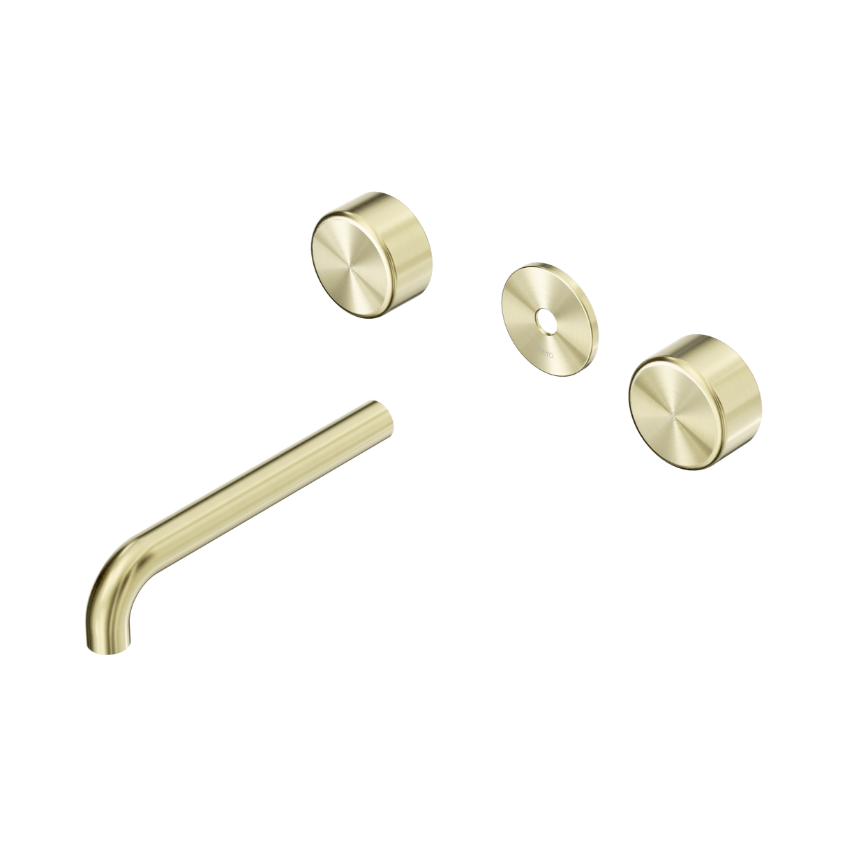 An image of Nero Tapware's Serenity Wall Basin Set 185mm Spout With Metal Handle Trim Kit Only Brushed Gold