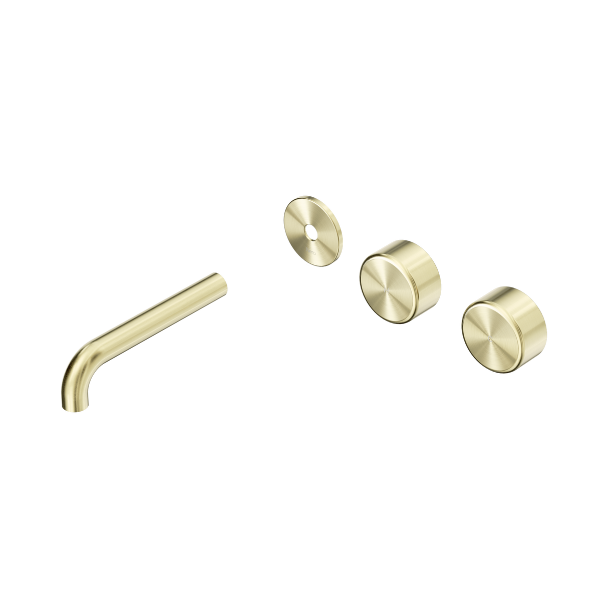 An image of Nero Tapware's Serenity Wall Basin Set 160mm Offset Spout With Metal Handle Trim Kit Only Brushed Gold
