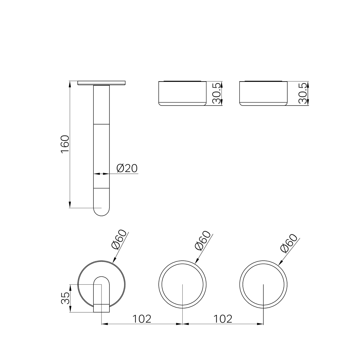 A line drawing of Nero Tapware's Serenity Wall Basin Set 160mm Offset Spout With Metal Handle Trim Kit Only Chrome