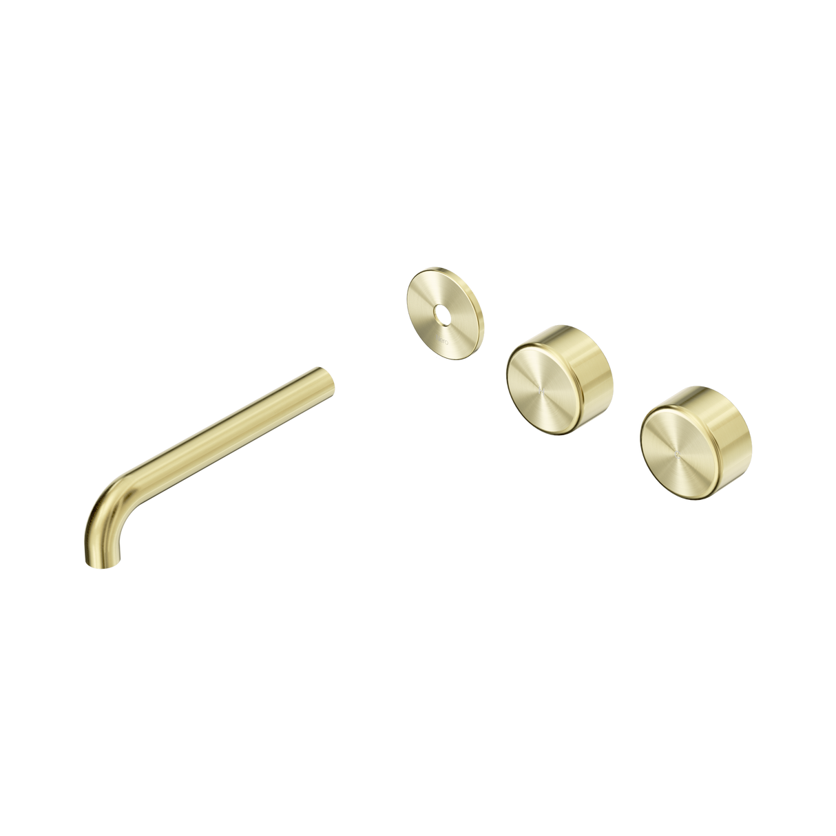 An image of Nero Tapware's Serenity Wall Basin Set 185mm Offset Spout With Metal Handle Trim Kit Only Brushed Gold