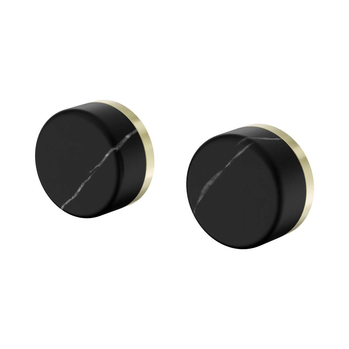 An image of Nero Tapware's Serenity Wall Top Assembly With Marquina Black Handle Brushed Gold