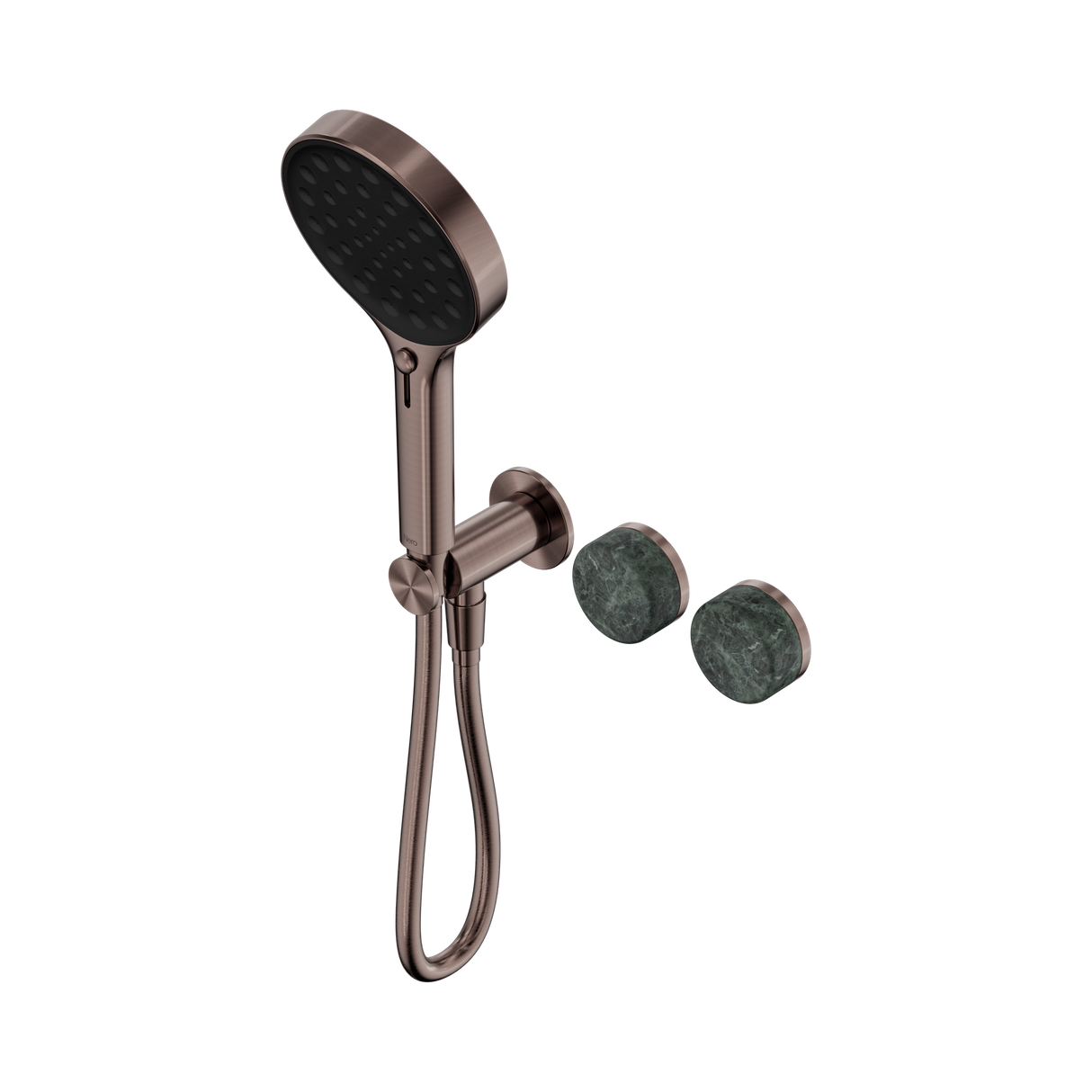 An image of Nero Tapware's Serenity Progressive Shower System With Verde Alpi Handle And Serenity Hand Shower Brushed Bronze