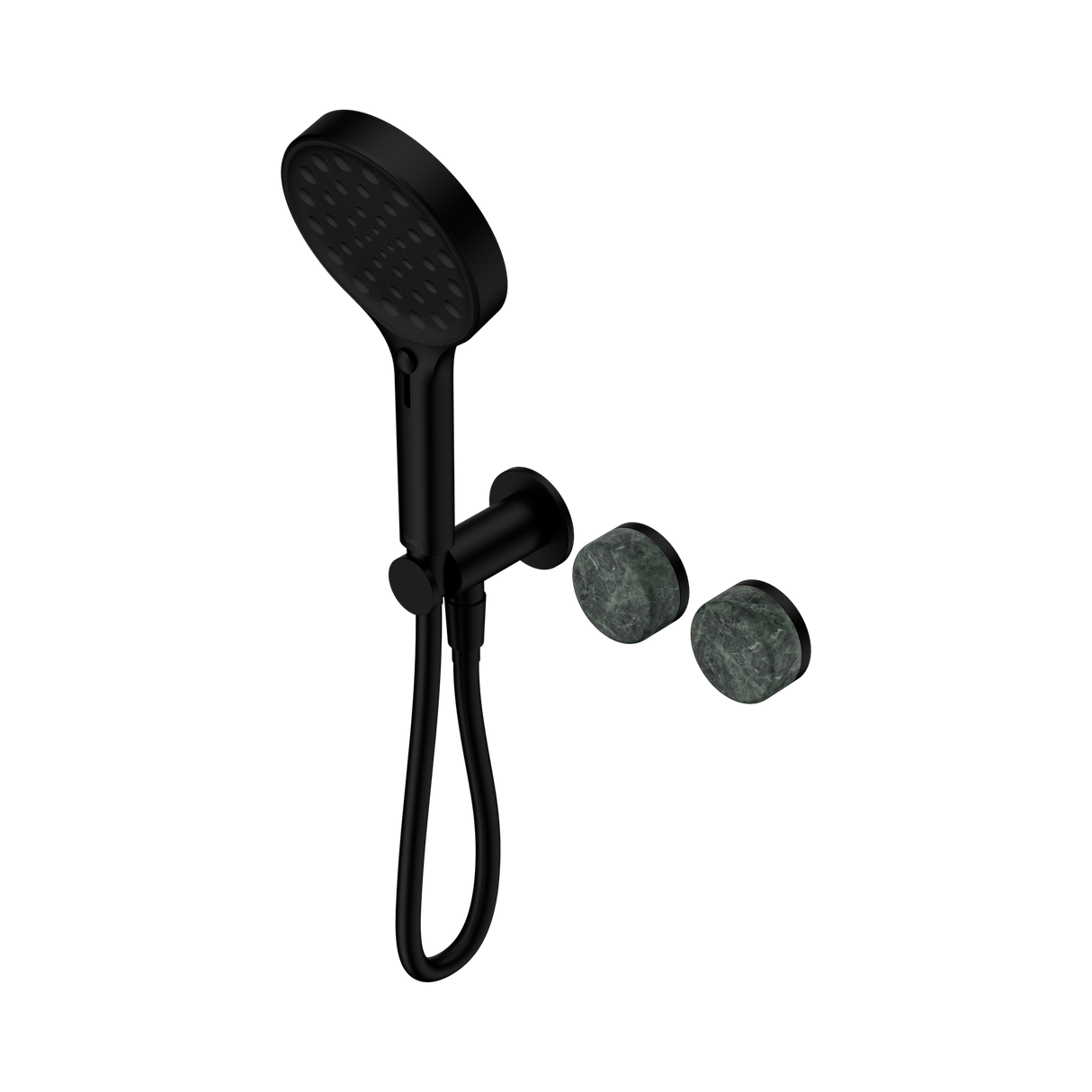 An image of Nero Tapware's Serenity Progressive Shower System With Verde Alpi Handle And Serenity Hand Shower Matt Black