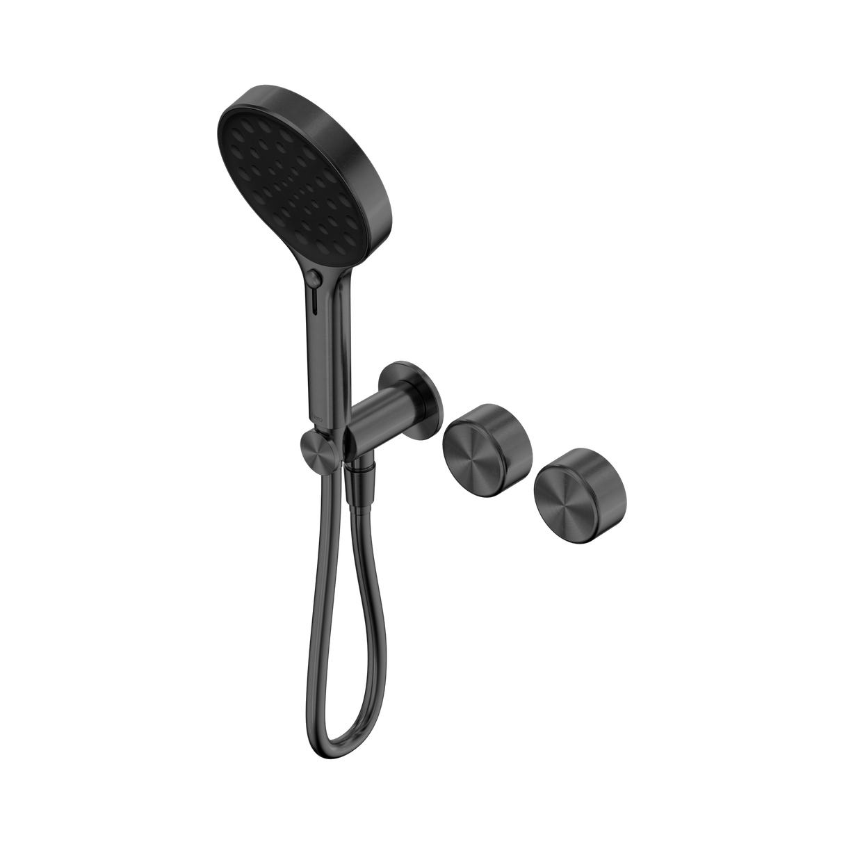 An image of Nero Tapware's Serenity Progressive Shower System With Metal Handle And Serenity Hand Shower Gun Metal