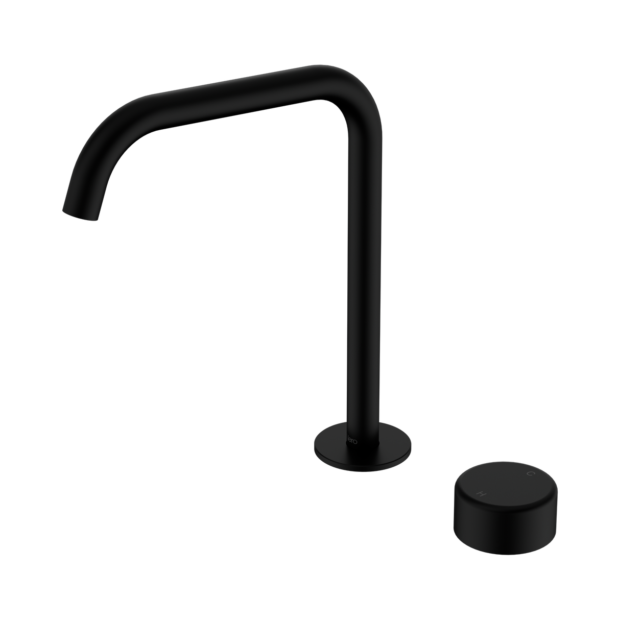 An image of Nero Tapware's Serenity Progressive Bath/Kitchen Mixer Edge Spout With Metal Handle Matt Black