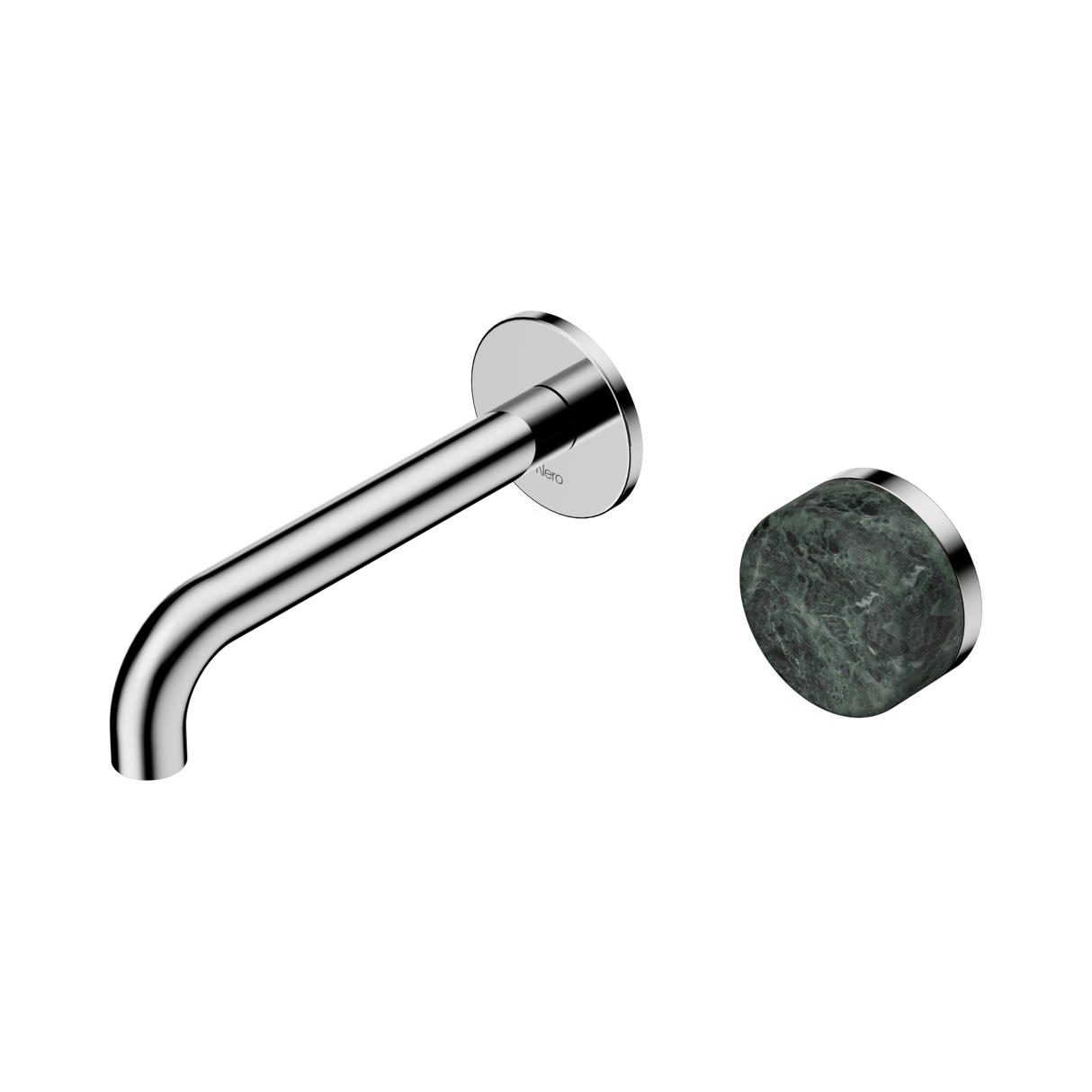 An image of Nero Tapware's Serenity Progressive Wall Basin Mixer 160mm Spout With Verde Alpi Handle Chrome
