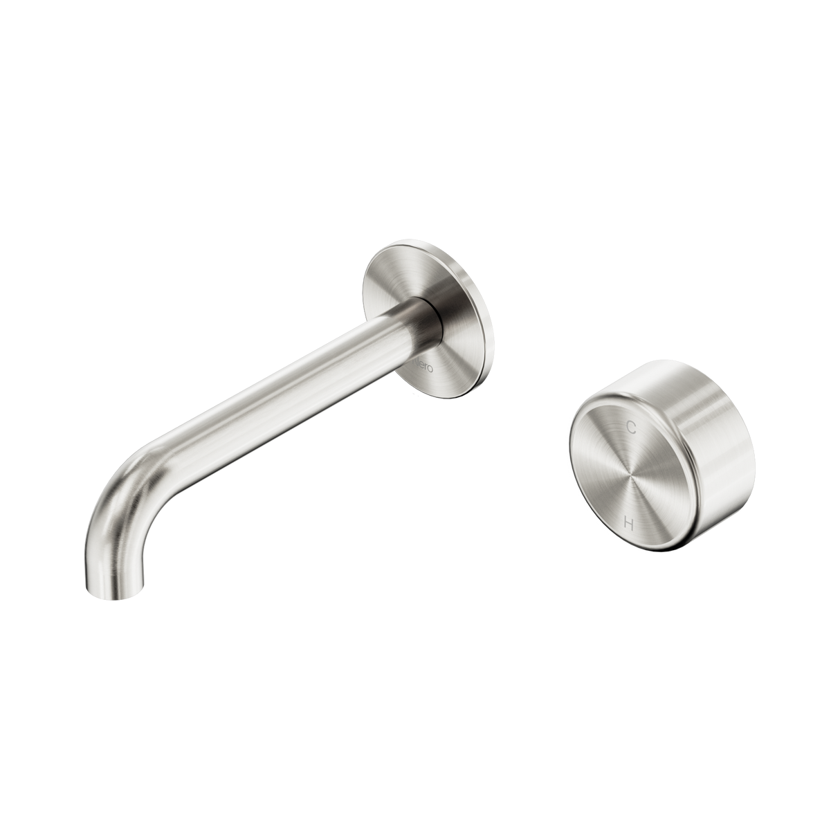 An image of Nero Tapware's Serenity Progressive Wall Basin Mixer 160mm Spout With Metal Handle Brushed Nickel