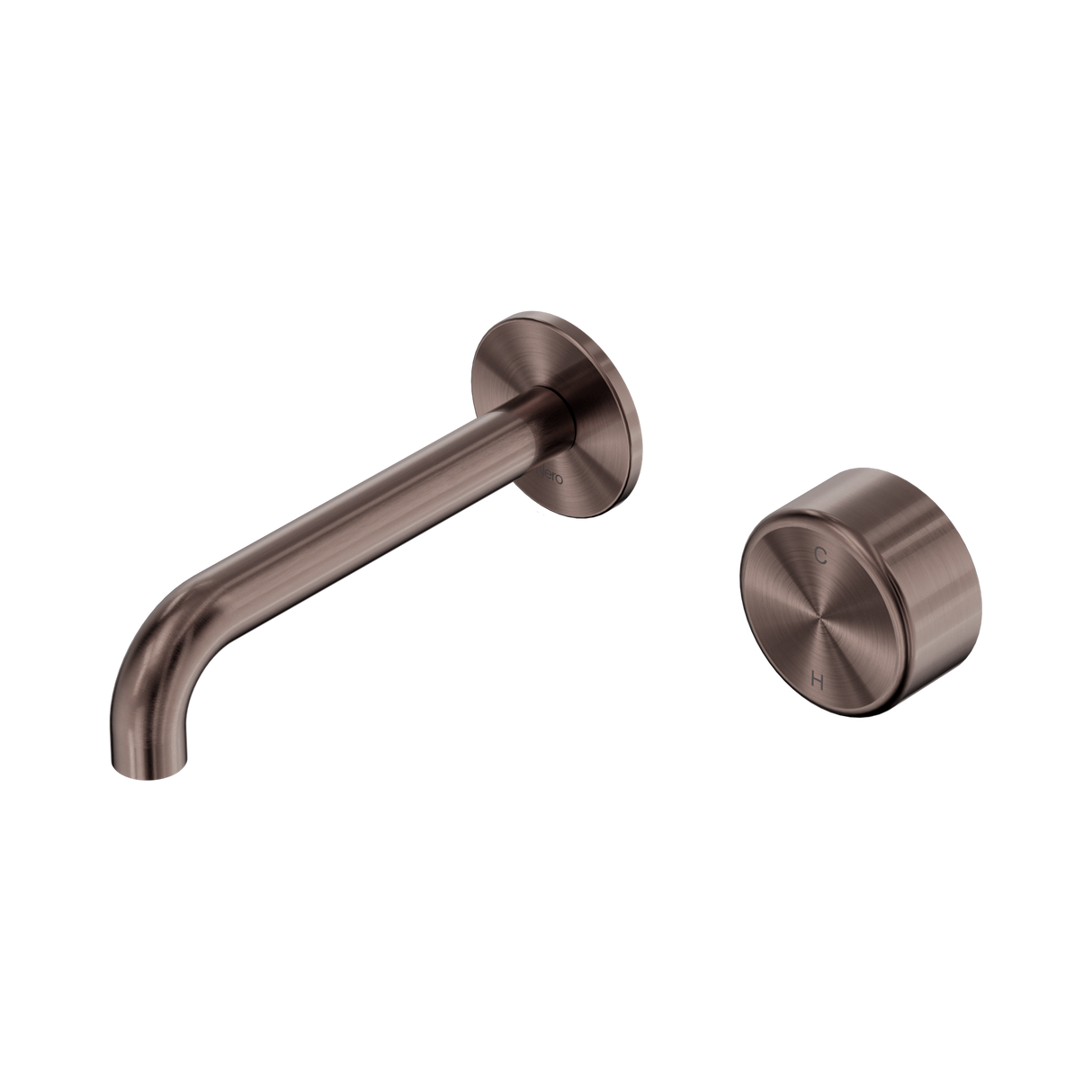An image of Nero Tapware's Serenity Progressive Wall Basin Mixer 160mm Spout With Metal Handle Brushed Bronze