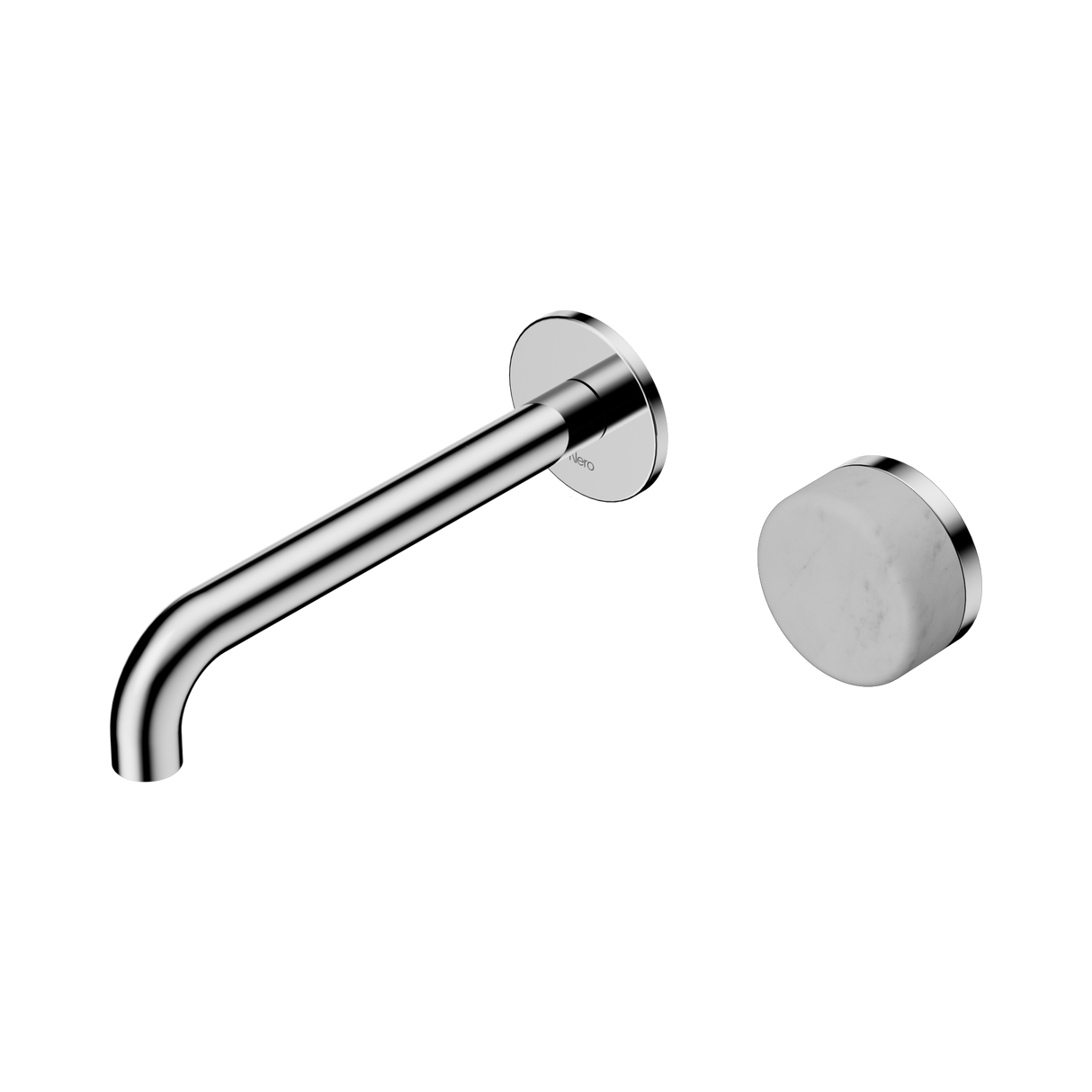 An image of Nero Tapware's Serenity Progressive Wall Basin Mixer 185mm Spout With Carrara Handle Chrome