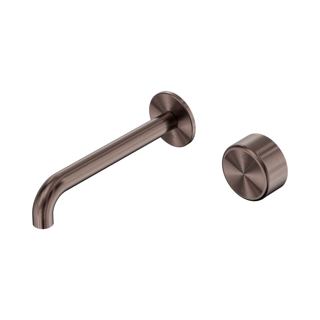 An image of Nero Tapware's Serenity Progressive Wall Basin Mixer 185mm Spout With Metal Handle Brushed Bronze