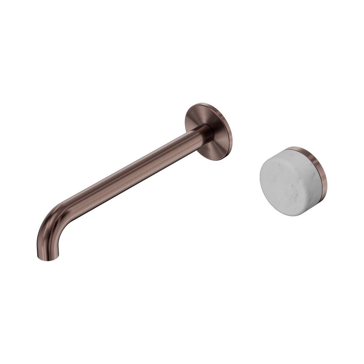 An image of Nero Tapware's Serenity Progressive Wall Basin Mixer 220mm Spout With Carrara Handle Brushed Bronze