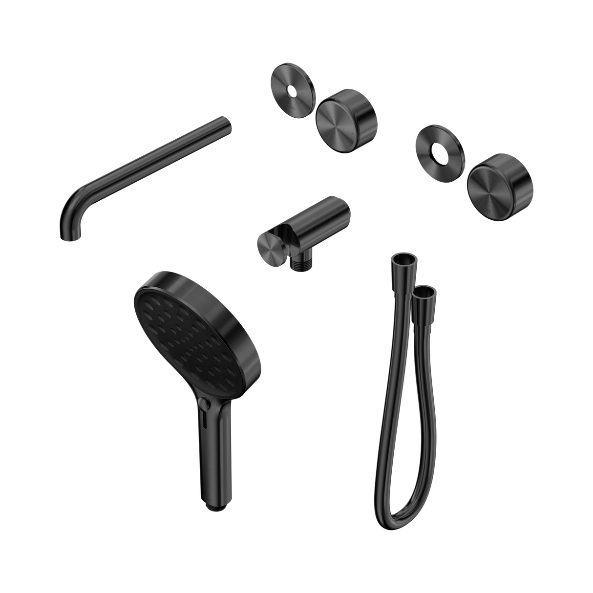 An image of Nero Tapware's Serenity Progressive Shower System With Spout With Metal Handle And Serenity Hand Shower Trim Kit Only Gun Metal