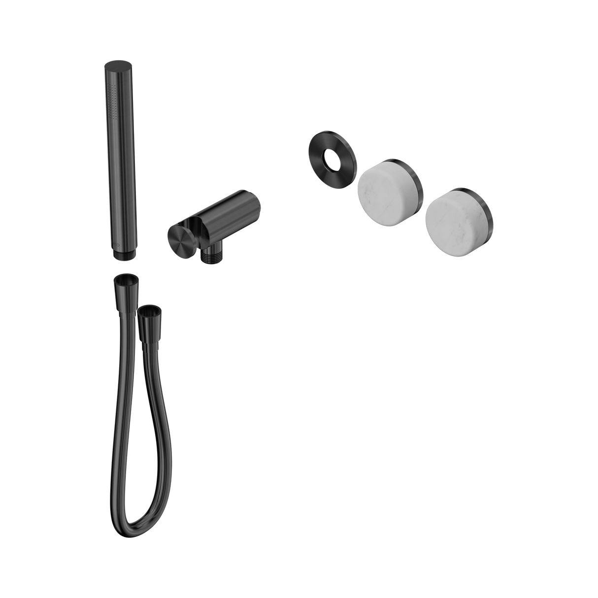An image of Nero Tapware's Serenity Progressive Shower System With Carrara Handle And Slim Shower Trim Kit Only Gun Metal