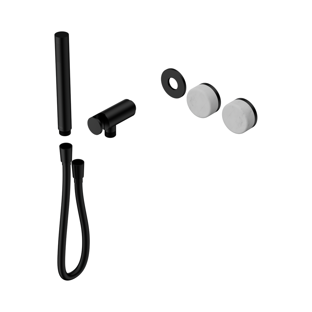 An image of Nero Tapware's Serenity Progressive Shower System With Carrara Handle And Slim Shower Trim Kit Only Matt Black