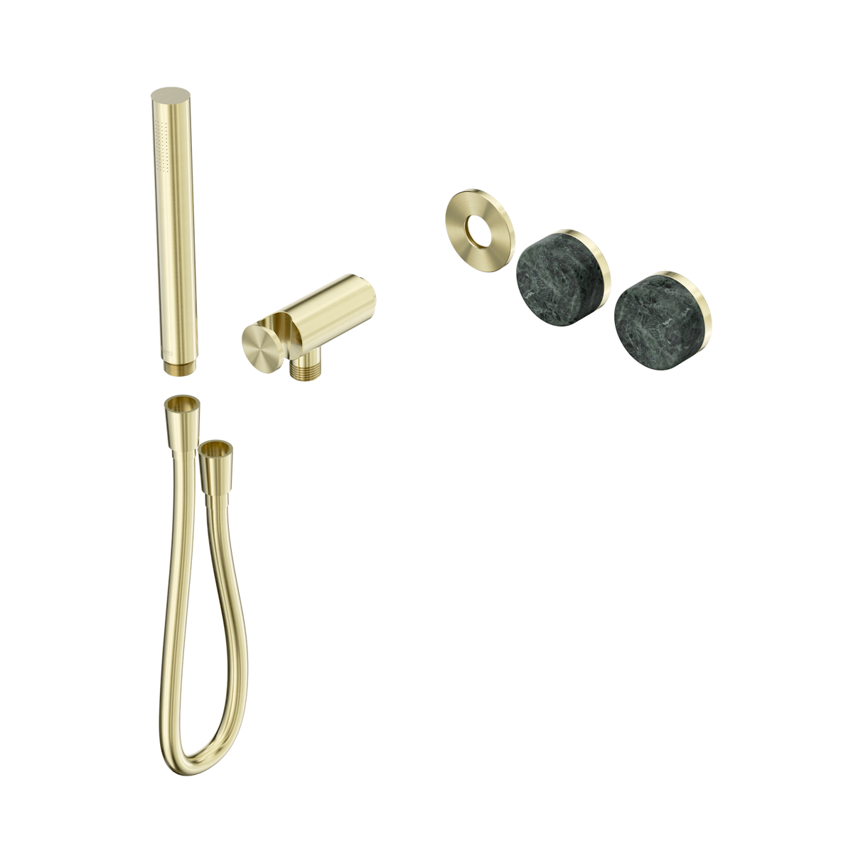 An image of Nero Tapware's Serenity Progressive Shower System With Verde Alpi Handle And Slim Shower Trim Kit Only Brushed Gold