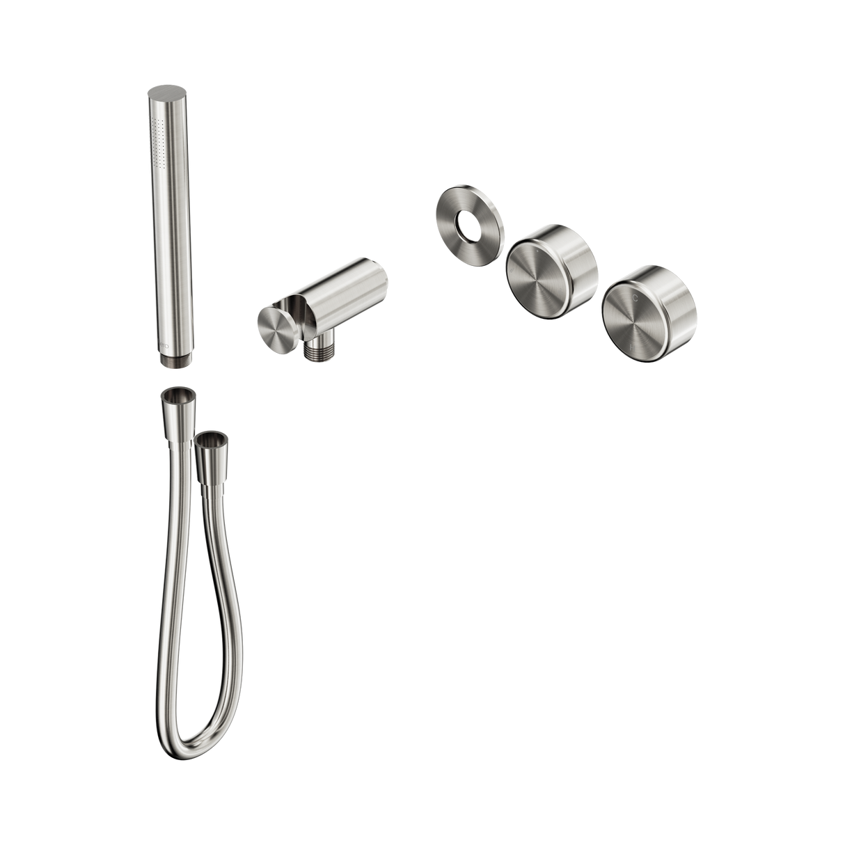 An image of Nero Tapware's Serenity Progressive Shower System With Metal Handle And Slim Shower Trim Kit Only Brushed Nickel