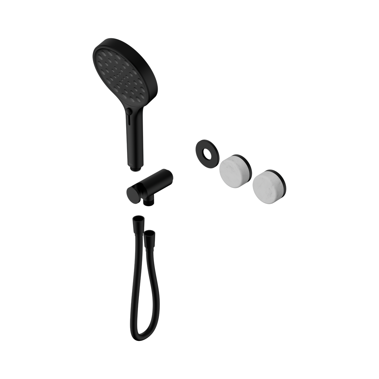 An image of Nero Tapware's Serenity Progressive Shower System With Carrara Handle And Serenity Hand Shower Trim Kit Only Matt Black