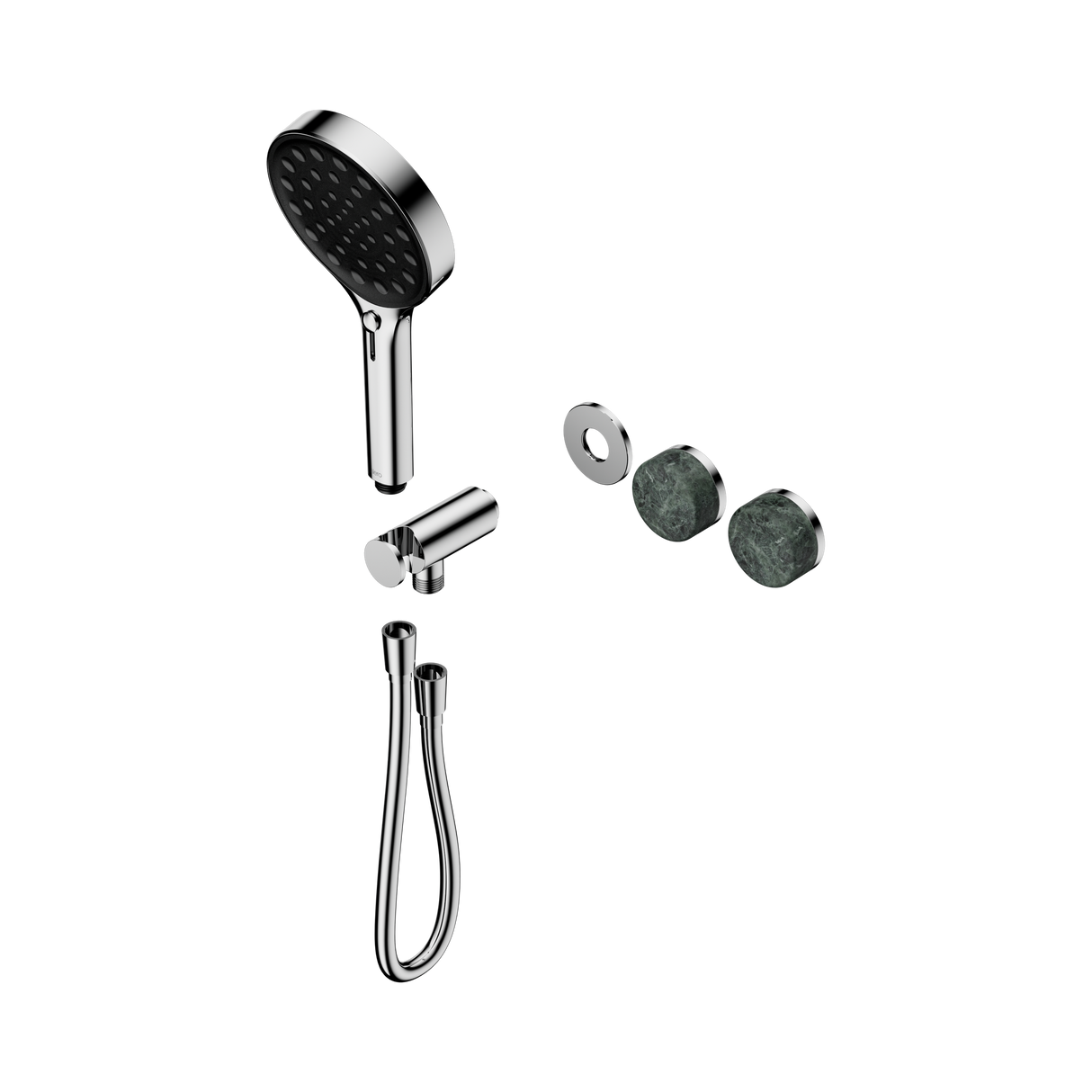 An image of Nero Tapware's Serenity Progressive Shower System With Verde Alpi Handle And Serenity Hand Shower Trim Kit Only Chrome