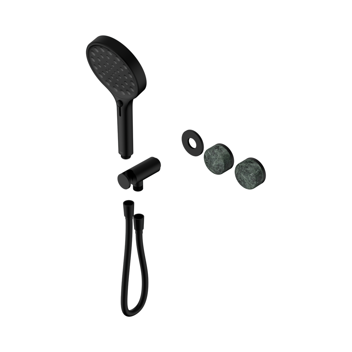 An image of Nero Tapware's Serenity Progressive Shower System With Verde Alpi Handle And Serenity Hand Shower Trim Kit Only Matt Black