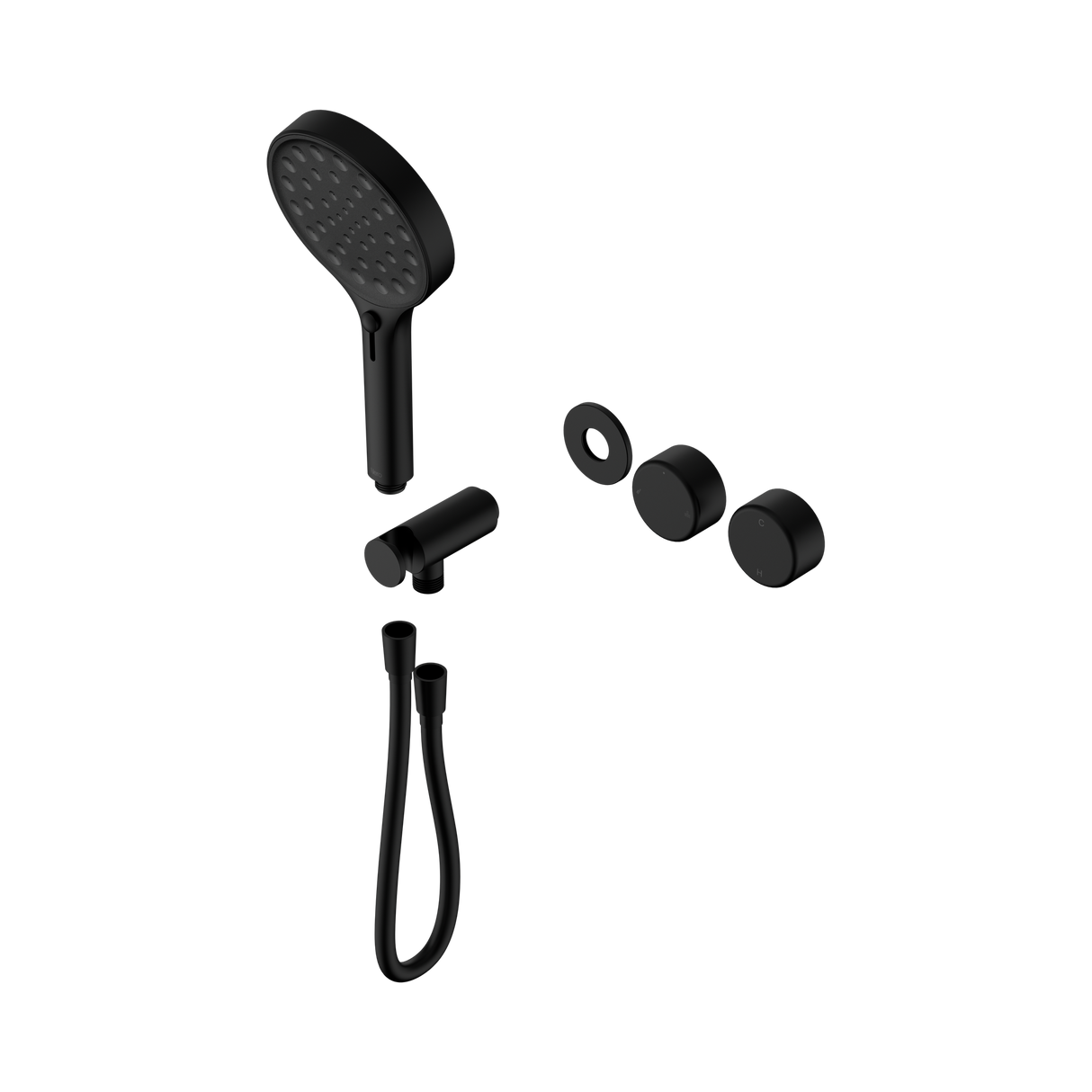 An image of Nero Tapware's Serenity Progressive Shower System With Metal Handle And Serenity Hand Shower Trim Kit Only Matt Black