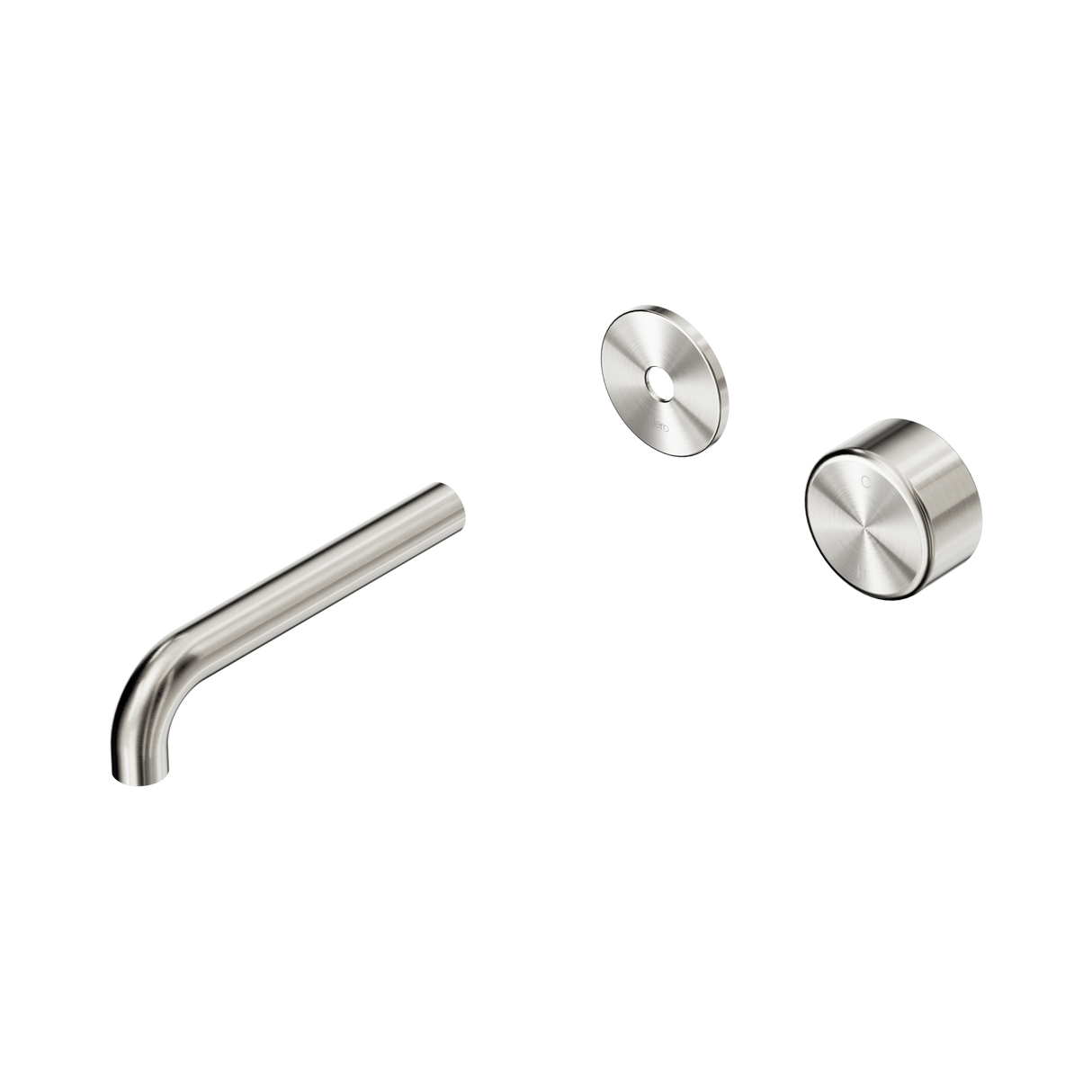 An image of Nero Tapware's Serenity Progressive Wall Basin Mixer 160mm Spout With Metal Handle Trim Kit Only Brushed Nickel