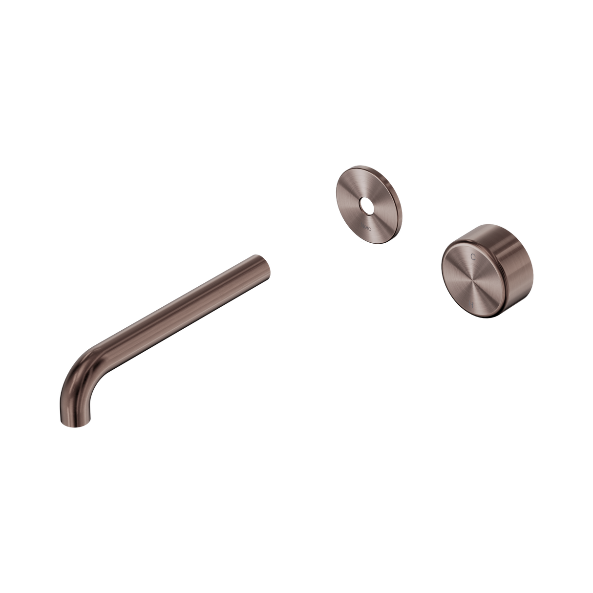 An image of Nero Tapware's Serenity Progressive Wall Basin Mixer 185mm Spout With Metal Handle Trim Kit Only Brushed Bronze