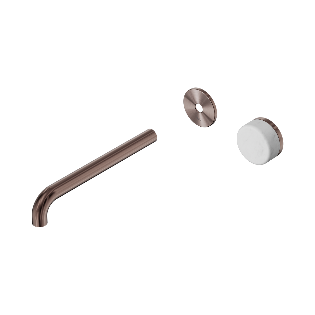 An image of Nero Tapware's Serenity Progressive Wall Basin Mixer 220mm Spout With Carrara Handle Trim Kit Only Brushed Bronze