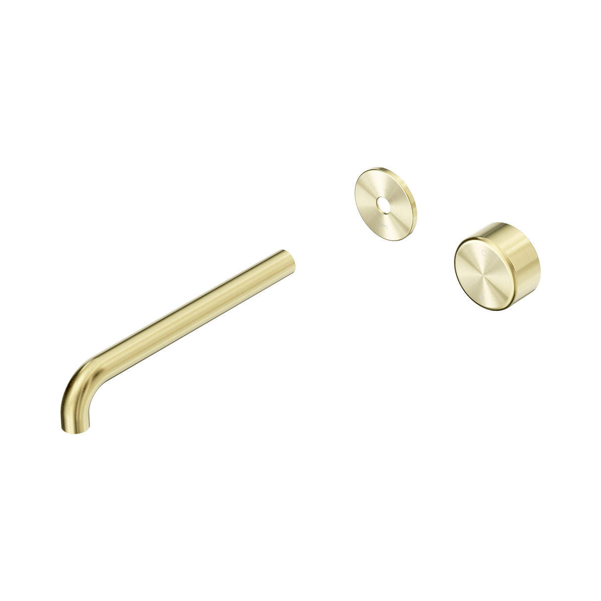 An image of Nero Tapware's Serenity Progressive Wall Basin Mixer 220mm Spout With Metal Handle Trim Kit Only Brushed Gold