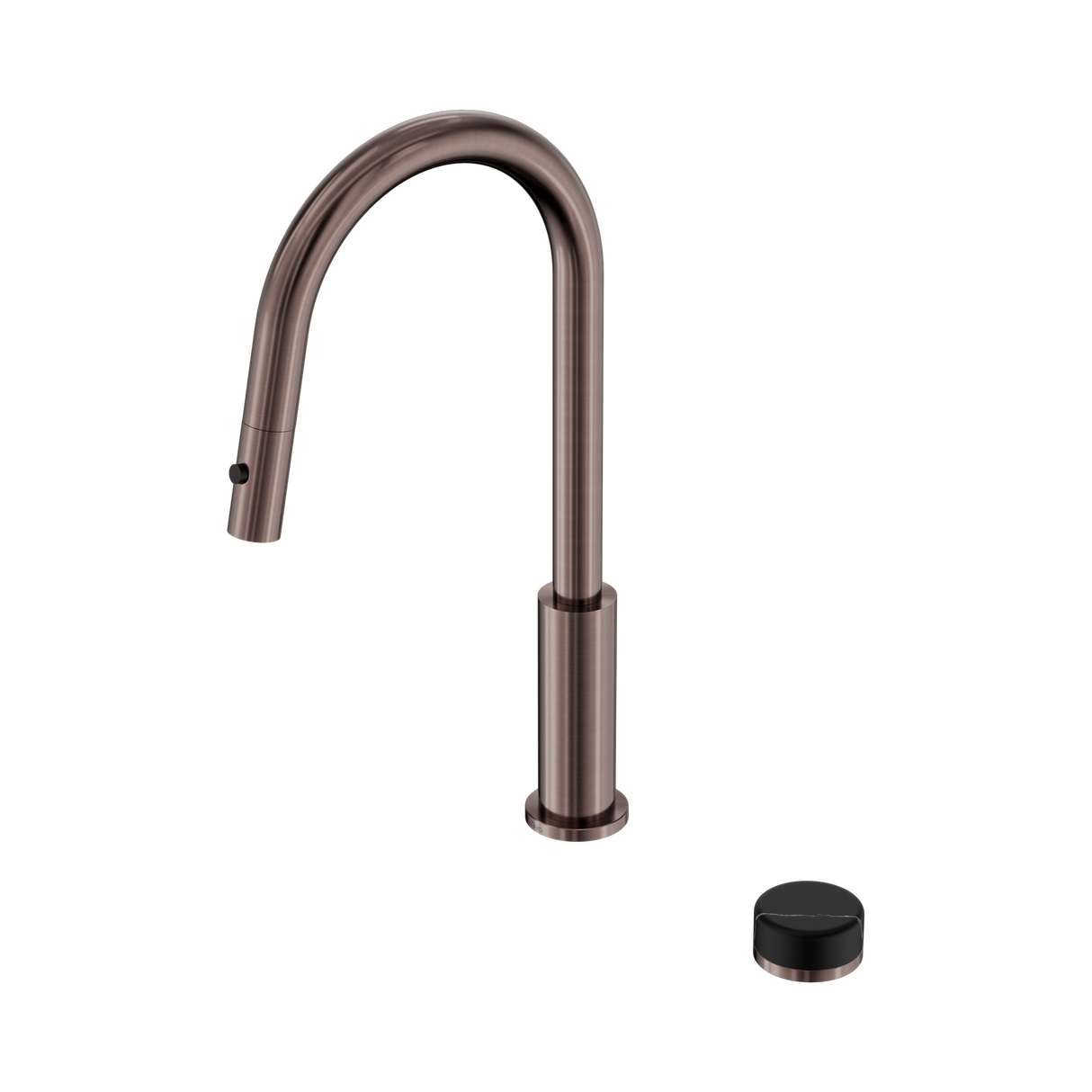 An image of Nero Tapware's Serenity Progressive Pull Out Kitchen Set With Marquina Black Handle Brushed Bronze