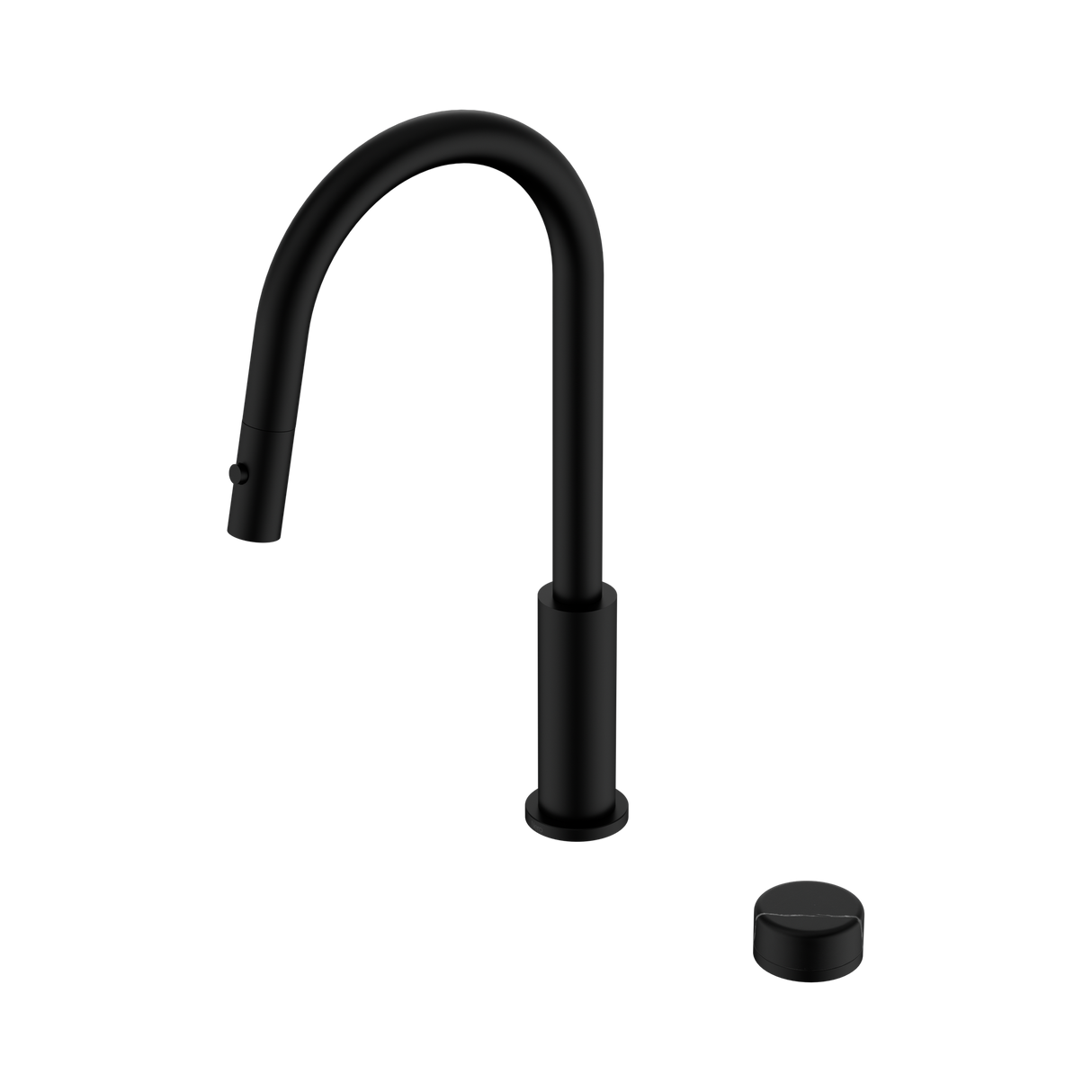 An image of Nero Tapware's Serenity Progressive Pull Out Kitchen Set With Marquina Black Handle Matt Black
