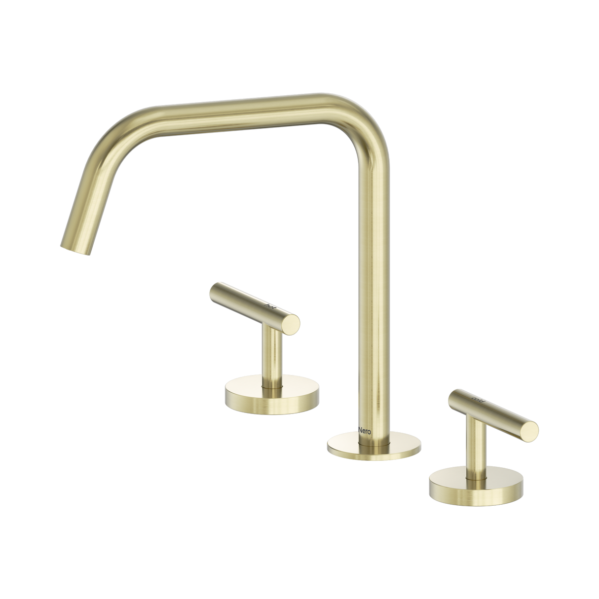 An image of Nero Tapware Mecca Bath/Kitchen Set Edge Spout II Brushed Gold